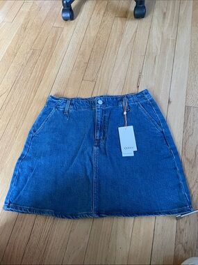 Quince Dark Blue Denim A-Line Skirt